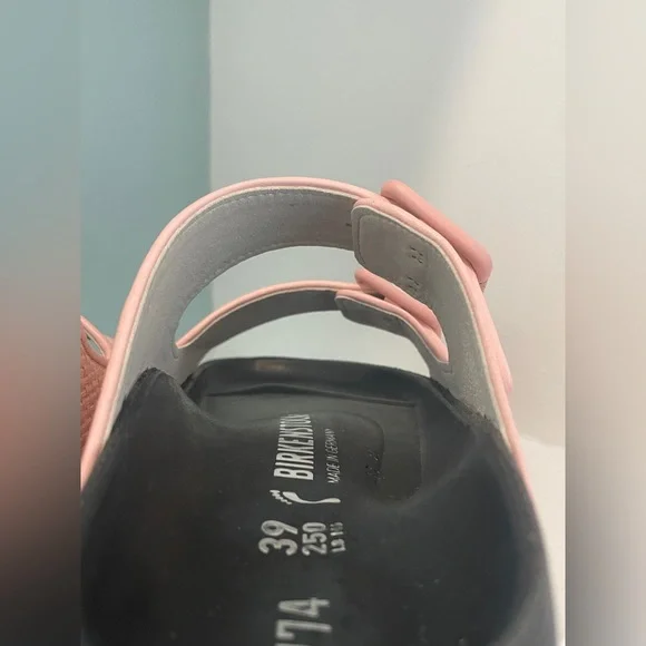 1774 BIRKENSTOCK Arizona Raffia Luxe Slide Sandal Chintz Rose Pink New NWT - Picture 10 of 17